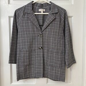 Plaid Blazer‎ Academia Career Casual Lightweight Boxy M WALKING ON SUNSHINE